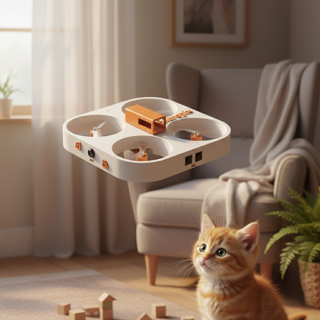 Flyer O1 finding a cat under the bed / behind the sofa